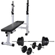 Panche e Supporti per Esercizi vidaXL Exercise Bench Set with Weight Position Barbell & Dumbbells 60.5kg