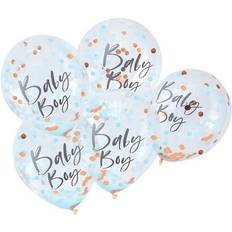 Prikkede Latexballoner Ginger Ray Latex Ballons Baby Boy Shower Confetti Rose Gold/Blue 5-pack