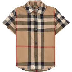 Boys Shirts Children's Clothing Burberry SS Check Stretch Cotton Shirt - Archive Beige