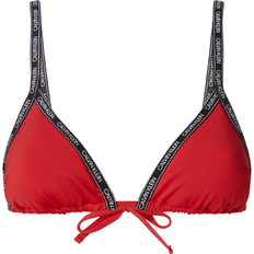 Calvin Klein Logo Tape Triangle Bikini Top - Rustic Red