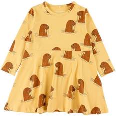 140/146 - Piger Kjoler Børnetøj Mini Rodini Walrus Long Sleeve Dress - Yellow (2175010023)