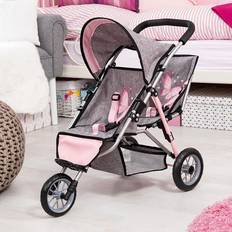 Bayer Popaccessoire Poppen en Poppenhuizen Bayer Twin Dolls Pram Duo Butterfly