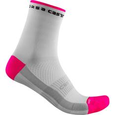 Castelli Dame Undertøy Castelli Rosso Corsa 11 Socks Women - White/Pink Fluo