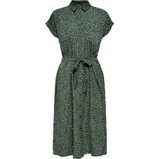 Léopard Vêtements Only Midi Tie Belt Shirt Dress - Green/Laurel Wreath