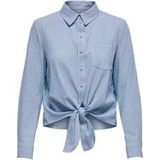 Nainen - Pitkähihainen Paidat Only Lecy Tie Detail Shirt - White/Cloud Dancer