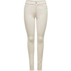 Only Blush Life Mid Waist Skinny Ankle Jeans - Ecru