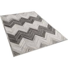 Beliani Alfombra Gris 160 x 230 cm De Piel De Vacuno Patchwork Blanco, Gris cm