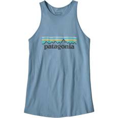 Patagonia XS Toppe Patagonia Women's Pastel P-6 Logo Organic Cotton High Neck Tank Top - Berlin Blue