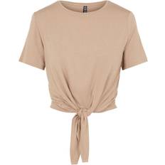 Pieces Neora Ss Tie Tee Beige - Female