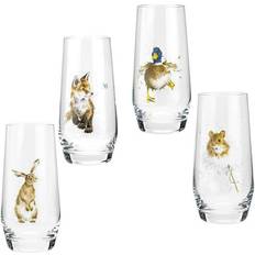Handmålade Dricksglas Wrendale Designs Assorted Country Animals Hiball Dricksglas 55cl 4st
