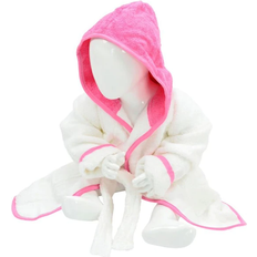 6-9M Dressing Gowns Children's Clothing A&R Towels Baby/Toddler Babiezz Hooded Bathrobe - White/Pink