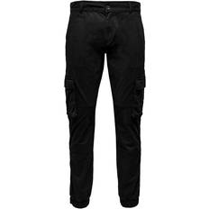 Elastane/Lycra/Spandex Pantaloni Only & Sons Cam Stage Cargo Cuff Pant - Black