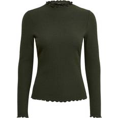 Only Emma Rib Top - Green/Forest Night