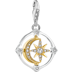 Thomas Sabo Charm Club Moveable Moon & Star Charm - Silver/Gold/Transparent