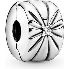 Pandora Sparkling Sunburst Clip Charm - Silver/Transparent