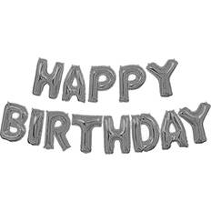 Unique Party Foil Ballons Happy Birthday Silver 14-pack