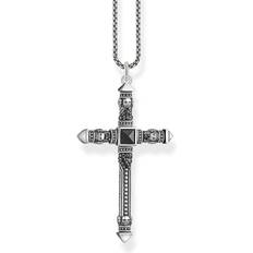 Kreuz kette Thomas Sabo Rebel At Heart Cross Necklace - Silver/Black