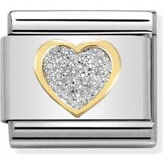 Gold - Women Charms & Pendants Nomination Composable Classic Link Glitter Heart Charm - Gold/Silver