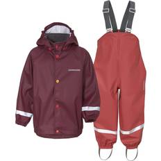 9-12M Monos de Lluvia Didriksons Slaskeman Kid's Set - Rioja Red (503957-462)