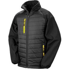 Result Black Compass Padded Softshell Jacket Unisex - Black/Yellow