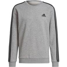 adidas Men's Sportwear Essentials Fleece 3-Stripes Sweatshirt - Medium Grey Heather/Black