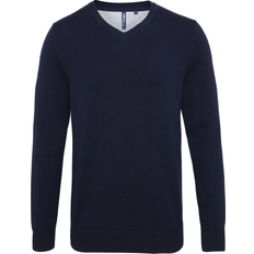 ASQUITH & FOX Cotton Blend V-Neck Sweater - French Navy