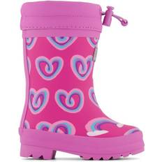 Sherpa Lined Rain Boots - Twisty Rainbow Hearts