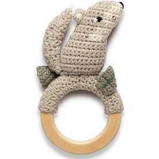 Sebra Crochet Rattle Moon the Wolf on Ring
