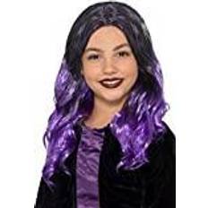 Children - Halloween Long Wigs Smiffys Witch Kids Wig Black & Purple