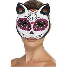 Unisex Eye Masks Fancy Dress Smiffys Sugar Skull Cat Glitter Eyemask