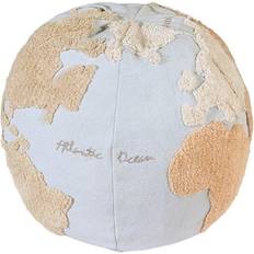 Blå Siddepuffer Børneværelse Lorena Canals World Map Pouffe