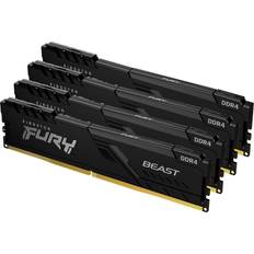 128 GB - 3600 MHz - DDR4 Memorias RAM Kingston FURY Beast 128GB (4 x 32GB) 288-pin DIMM DDR4 3600 MHz CL18 Black Memory (KF436C18BBK4/128)