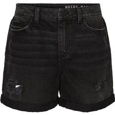 Noisy May Smiley Denim Shorts - Black Denim