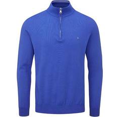 Oscar Jacobson Waldorf Pin Cotton Zip Neck Sweater - Royal Blue