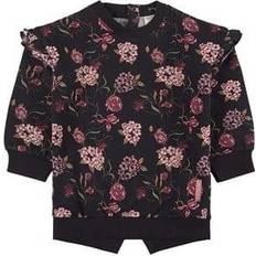 Blommiga Sweatshirts Barnkläder Minymo Floral Sweatshirt - Jet Black