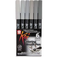 Koi Colouring Brush Pens Grey Set 6