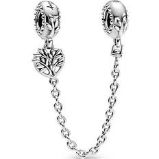 Pandora Heart Family Tree Safety Chain Charm - Silver