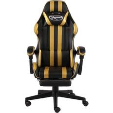 Footrest Artificial Leather Gaming Chair - Black/Gold