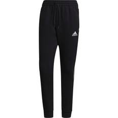 Adidas essentials 3 stripes tapered pants adidas Essentials Fleece Tapered Cuff 3-Stripes Joggers Pant - Black/White