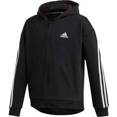 S Hettegensere Adidas Kid's 3-Stripes Full-Zip Hoodie - Black/White (GE0950)