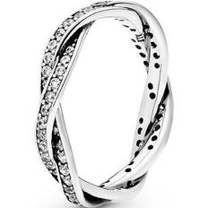 Pandora Sparkling Twisted Lines Ring - Silver/Transparent