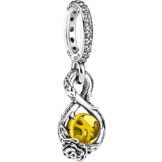 Pandora Disney Belle Infinity & Rose Flower Pendant - Silver/Yellow/Transparent