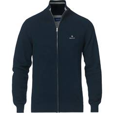 Gant full zip Gant Cotton Pique Full Zip Sweater - Evening Blue