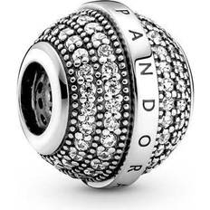 Pandora Transparent Charms & Pendants Pandora Pave & Logo Charm - silver/Transparent/White