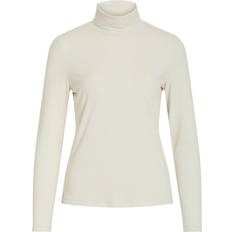 Vila Solitta Rib Roll Neck Top - Beige Yellow /Birch