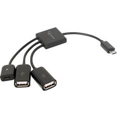 Usb otg hub Gembird USB Micro B-2xUSB A/USB Micro B M-F 0.1m