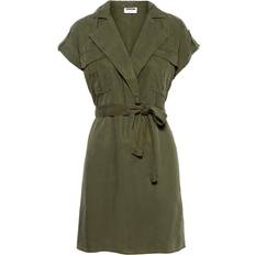 Noisy May Vera Short Sleeved Shirt Dress - Olive Night