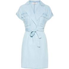 Noisy May Vera Short Sleeved Shirt Dress - Light Blue Denim