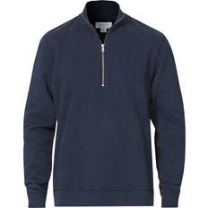 Sunspel Half Zip Loopback Sweatshirt - Navy