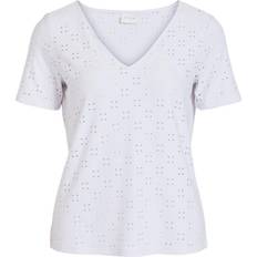 Vila Camiseta De Manga Corta Con Cuello En V Y Detalle Tressy - Blanco